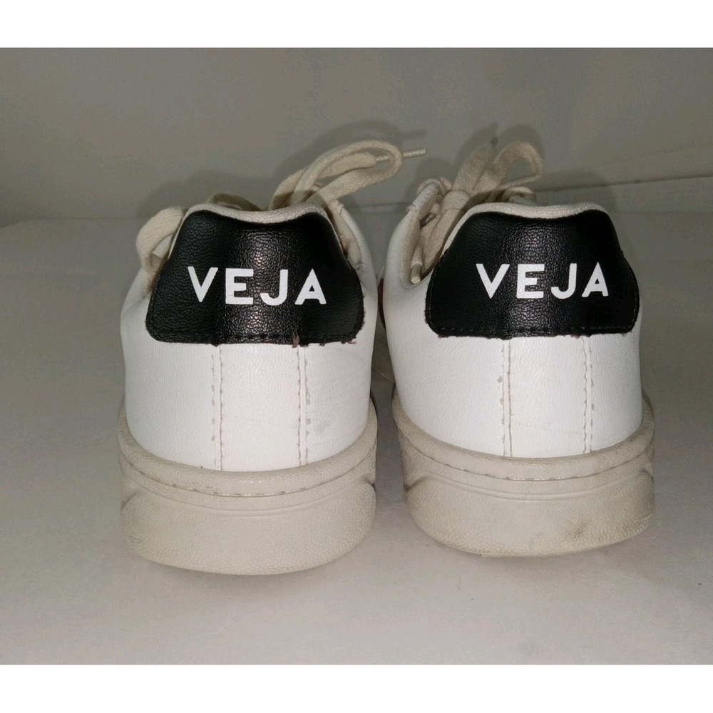 Veja V-12 Leather Marsala Low Top Men's Size 8 Red White & Black Sneakers Shoes - Picture 8 of 11